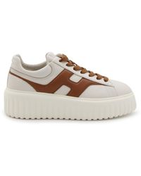 Hogan - Ivory And Tan Leather H-stripes Sneakers - Lyst