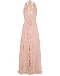 Blumarine - Pink Silk Maxi Dress - Lyst