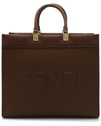 Fendi - Brown Leather Sunshine Medium Tote Bag - Lyst