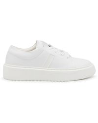 Ganni - White Faux Leather Sporty Sneakers - Lyst