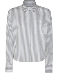 Brunello Cucinelli - White And Grey Cotton Shirt - Lyst