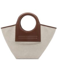 Hereu - Beige And Brown Chestnut Leather And Canvas Cala Tote Bag - Lyst