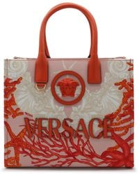 Versace - Red And Pink Cotton Tote Bag - Lyst