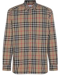 Burberry - Brown Cotton Shirt - Lyst