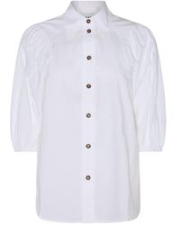 Ganni - White Cotton Shirt - Lyst