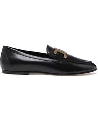 Tod's - Black Leather Loafers - Lyst