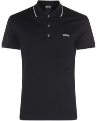 Zegna - Black And White Cotton Polo Shirt - Lyst