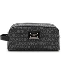 Dolce & Gabbana - Black And Grey Leather Logo Pouche - Lyst