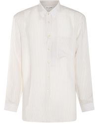 Saint Laurent - White, Beige And Grey Silk Shirt - Lyst