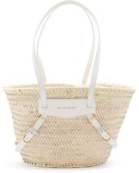 Givenchy - Raffia And White Leather Voyou Small Tote Bag - Lyst