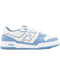 Fendi - Light Blue And White Leather Sneakers - Lyst
