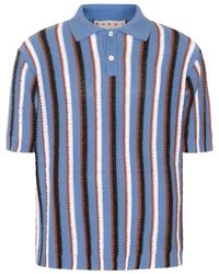 Marni - Light Blue Multicolour Cotton Polo Shirt - Lyst