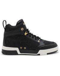 Moschino - Leather And Canvas Monogram Jacquard High Top Sneakers - Lyst