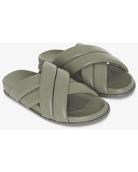 Anine Bing Lizzie Leather Slides in Green (Gray) - Lyst