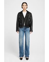 Anine Bing Benjamin Moto Jacket in Blue | Lyst