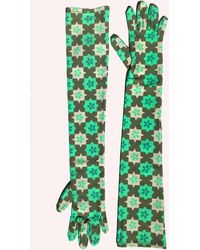 Anna Sui Utopian Gingham Gloves Glo Green