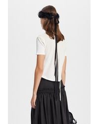 Ann Demeulemeester - Feathered Knit Headband With Crochet Roses - Lyst