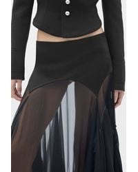 Ann Demeulemeester - Aina Midi Panel Skirt With Cadi Contrast And Lace Ruffles - Lyst
