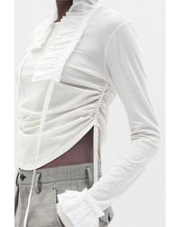 Ann Demeulemeester - Inna Wrinkled Cropped Long Sleeve Top With Ruffled Collar And Cuffs - Lyst