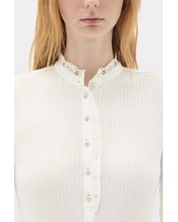 Ann Demeulemeester - Tessie Fitted Serafino Dress With Chiffon Ruffles - Lyst
