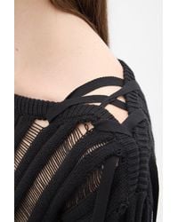 Ann Demeulemeester - Gala Ladder Stitch Cropped Sweather With Laces - Lyst