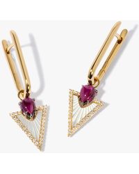 Annoushka - Kite 18ct Yellow Gold Garnet & Mother Of Pearl Knuckle Earrings - Lyst