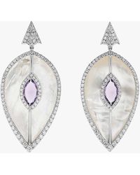 Annoushka - 18ct White Gold Mother Of Pearl & Amethyst Earrings - Lyst