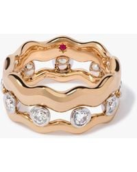 Annoushka - Whoopsie Daisy Diamond & 4Mm Ring Stack - Lyst