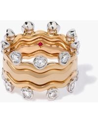 Annoushka - Whoopsie Daisy Diamond & 4Mm Ring Stack - Lyst