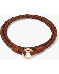 Annoushka - 14ct Yellow Gold 35cms Brown Plaited Leather Bracelet - Lyst