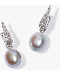 Annoushka - 18ct White Gold Grey Pearl & Diamond Earrings - Lyst
