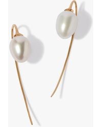 Annoushka - 18ct Yellow Gold Pearl French Hook Earrings - Lyst