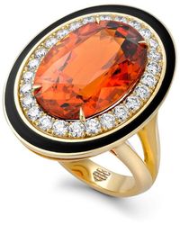 Annoushka Atelier Spitaleri 18ct Yellow Gold Spessartite Garnet & Diamond Ring - Orange