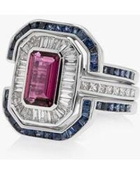 Annoushka Unique 18ct White Gold Pink Tourmaline & Diamond Engagement Ring - Multicolour