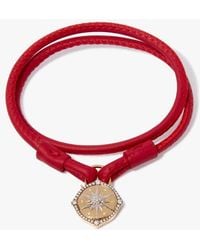 Annoushka Lovelock 18ct Gold 35cms Red Leather Star Charm Bracelet