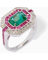 Annoushka - Mirage 18ct White Gold Emerald & Diamond Ring - Lyst