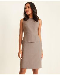 Ann Taylor Petite Glen Plaid Peplum Sheath Dress - Brown