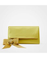 Ann Taylor Foldover Satin Pouch - Yellow