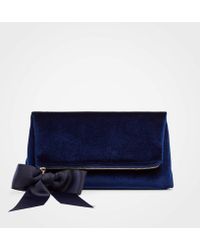 Ann Taylor Foldover Velvet Pouch - Blue