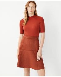 Ann Taylor Seamed Faux Suede Full Skirt - Multicolour