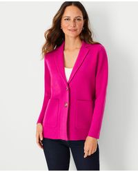 sport coats and suit jackets Womens Clothing Jackets Blazers Ann Taylor The Cutaway Blazer In Double Knit in Purple 
