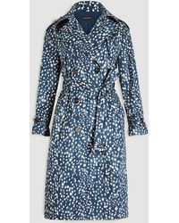 Ann Taylor Spotted Oversized Trench Coat - Blue