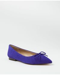 Ann Taylor Suede Pointy Toe Ballet Flats - Blue