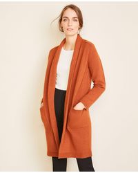 Ann Taylor Petite Shawl Collar Open Coatigan - Orange
