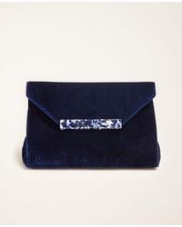 Ann Taylor Velvet Bar Clutch - Blue