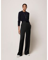 Another Tomorrow Wide Leg Suit Pant - Black