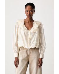 Haveone - Camicetta Con Volant Da Donna Con Lyocell - Lyst