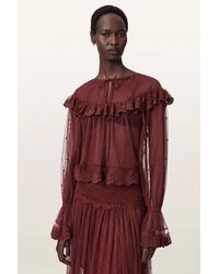 AllSaints - Camicetta Con Volant Da Donna - Lyst