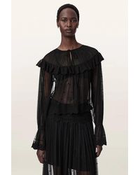 AllSaints - Camicetta Con Volant Da Donna - Lyst