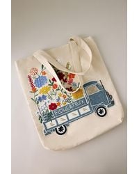 By Anthropologie - Beaded Flower Truck Canvas Tote Bag - Lyst
